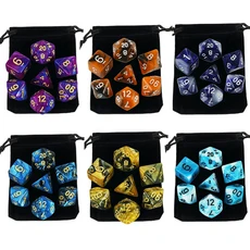 가방 DnD d4 d6 d8 d10 d% d12 d20 다면체 보드 게임 조각 RPG가 포함된 7개 주사위