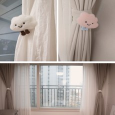 구름인형 커텐집게 커튼끈 차박커텐 주방커튼 커튼봉, 화이트, 1개