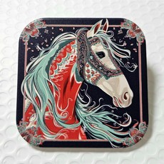 v絲巾麗駒 晶雕吸水陶瓷杯墊, 1個