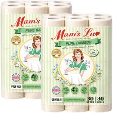 맘스럽 밤부클래식 대나무 천연펄프 무향 데코3겹 30m 30롤 2팩 두루마리 롤화장지 티슈, 2세트