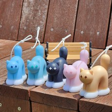 [무료선물포장] 고양이 캔들 귀여운 동물 오브제 반려묘 소품 인테리어 장식, 민트, 블랙체리
