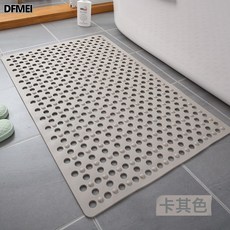 DFMEI 長方形浴室地墊家用淋浴房洗澡防摔防滑墊吸盤大孔按摩腳墊, 1個, 大孔地墊-卡其