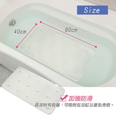 多功能吸盤防滑墊 40x80公分 浴缸淋浴間適用 底部吸盤設計 柔軟舒適易排水, 1個, 惜福品(買一送一)