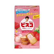 글리코 비스코 크림 샌드 비스킷 일본 과자 딸기 65g