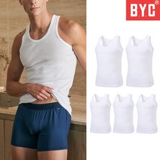 BYC 남자 런닝 민소매 5매 세트 순면 40수 부드러운 면 100% 남성 메리야스