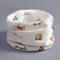 목도리 겨울 방한 머플러 남아 여아 순면 보온 귀보호 넥워머, 화이트-굴착기