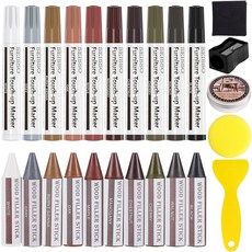 우드스테인 원목 방문 코팅 SEISSO 가구 마커 터치업 25개의 나무 수리 키트 및 왁스 오일이 포함된 스틱 스크래치 얼룩 은폐 하드우드 바닥 테이블 캐비닛 침대 포스트, 10color