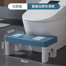 馬桶凳 雙層加厚防滑款, 藍色按摩款