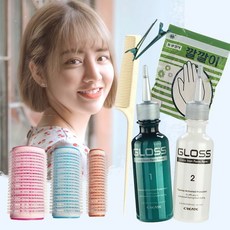GL 퍼머약 앞머리펌 1set 앞머리파마 파마셋트 퍼머셋트 셀프펌 셀프파마 구루푸 찍찍이 헤어롤 파마롯드 구르프 앞머리롯드, 1개, 100ml