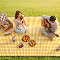 모닉 초경량 방수 감성 피크닉 매트, 옐로우 체크