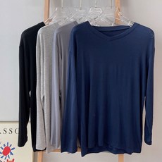 릴리앤로사 남자 모달 잠옷 홈웨어 브이넥 긴팔 상의 티셔츠 파자마