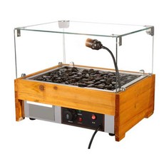 셈스토 자갈구이 소시지 돌 불판 캠핑 펜션 노점, 소형 사각 전기 자갈구이 (덮개+조명)