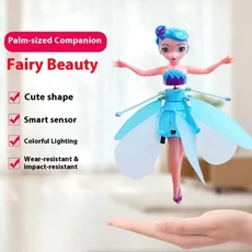 플라잉 페어리 어린이 유도 비행 장치 야외 1개 작은 공주 회전 플로팅 쿼드로터 장난감 크리스마스 파티, 02 blue