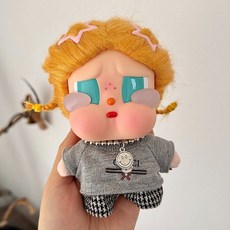 팝마트 크라이베이비 휴가 일기 인형옷 스웨터 모자 크로스백 방울목돌이 크리스마스 토끼인형, 아기가 없어요, 그레이 4피스 세트(상의+팬츠+목걸이+머리핀 2개)