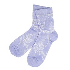 [LINEN & BASIC] 린넨의 느슨한 양말 리프 무늬 레이디스 양말 대마 리프 퍼플