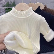 歐寶唄 女童加絨保暖高領毛衣 秋冬兒童百搭針織打底衫