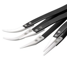 집게 핀셋 직선형 뾰족한 정전기 방지 고온 산업용 핀셋 소형 엘보우 스테인리스 스틸, 02 Straight Pointed, 01 빠른