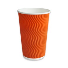 TYP 럭셔리 3중 단열종이컵 웨이브 오렌지 16온스 510ml, 1세트, 100개입