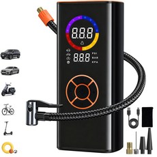 휴대용 무선 에어펌프 7200mAh 자동차 타이어 공기주입기, 블랙, 1개 블랙, 1개