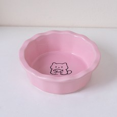陶瓷貓碗貓食盆貓糧碗水碗小型犬狗狗碗防黑下巴寵物用品, 1個, 貓抱魚碗(粉色):1個