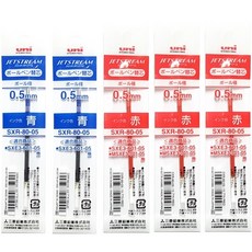 유니 제트스트림 멀티펜 3색 4색 리필 SXR-80-05 혼합, 혼합5개(흑0청2적3녹0)