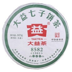 大益 普洱茶 餅茶 8582 生茶 357克, 1個, 片