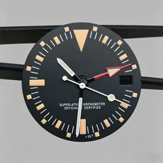 NH34 빈티지 시계 R 다이얼 29mm 녹색 빛나는 GMT 단일 달력 시계 NH34 무브먼트 수정 시계 부품, 02 Orange set