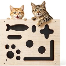 ITEHZTO 고양이 스크래치 퍼즐 강화 상자 사포가 들어있는 네일 파일 스크래처 장난감 손톱 다듬기 스트레스 완화에 도움 모든 품종과 연령대의 실내 고양이를 위한 나무 발톱 관리