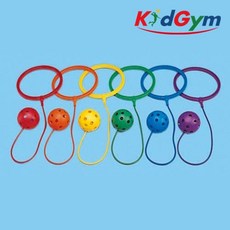 키드짐 점프트위스트 IKG1095 (6개입) 공 : 지름 6cm 줄 : 길이 59cm 링 : 지름 16cm/스윙볼/점프연습, 1개