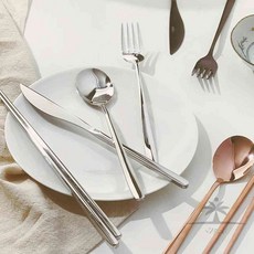 일헌 르리에 모던 커트러리 디너1인세트 4P 카페커트러리, 로즈골드