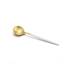 【儀式感】金色餐具 高質感 不鏽鋼餐具 叉子 湯匙 304 刀叉組 金色餐具組 質感餐具組 餐廚用具 【HF141】, 1個, 咖啡甜品湯匙白金