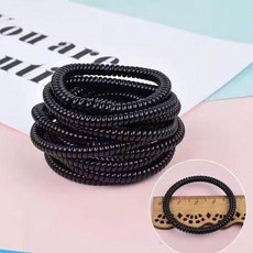 電話圈細款黑色無痕發繩高彈簡約純色皮筋扎頭髮電線圈橡皮筋 副廠商品, 1個, 細款 5個, 黑色