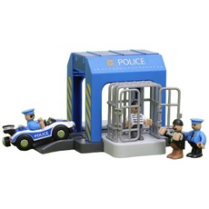 仿真警察局套裝 木質火車軌道玩具 (兼容ikea軌道), 警察局套組