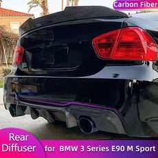 BMW 3 시리즈 E90 M 스포츠 325i 335i 09-12 카본 파이버 리어 범퍼 디퓨저 립 바디 키트 호환, 기본선택