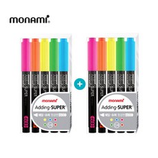 모나미 에딩슈퍼 형광펜 600 5색 X 2개세트, 1세트