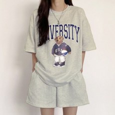 [오나스타일] 캠퍼스 베어 반팔 트레이닝 세트