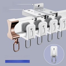 곡선 레일 베란다 피팅룸 트랙 U자 욕실 단일 가림막, 1.2m, 1개, 곡선 순수 화이트 단일 측면 1단계 합금