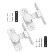 Mixizigoz 90도 헛간 도어락 튼튼한 알루미늄 합금 슬라이딩 도어락 주택 보안 게이트 걸쇠 헛간 욕실 정원 울타리에 적합 (블랙-2개), 화이트-2개