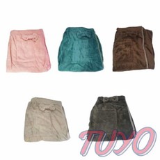 고매한 리본치마 샤워가운 극세사가운, 리본치마 파인애플극세사(베이지)