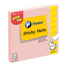[프린텍] P7676P_팝업스티키노트/핑크/100매, 단품