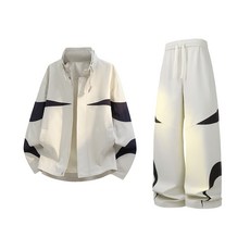 青年百搭立領夾克套裝 - 2026春季新款男士休閒潮流時尚套裝