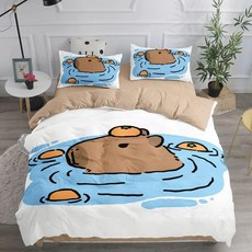 카피바라 캐릭터 어린이 이불 침대 침대커버 침구세트, 싱글이불커버(160x210cm), 다크그레이 카피바라 22