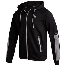 Spyder 남성용 집업 후디 - 애슬레틱 테크 더블 니트 풀 지퍼 체육관 및 운동 후드 사이드 포켓 포함 블랙. L