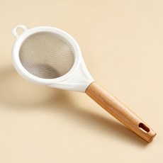 DFMEI 不鏽鋼麪粉篩子廚房家用烘焙細漏網糖粉篩果汁豆漿過濾網篩麪粉篩, 1個, 過濾篩【木柄】:如圖