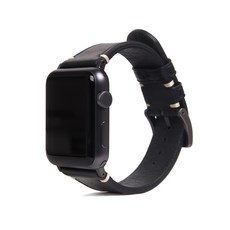 SLG D7 이탈리안 부테로 가죽 애플워치 스트랩, Black, 1개