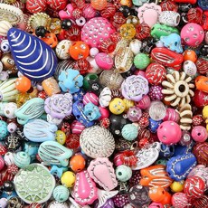 ECLATIS CY2E(넓음)NUT 디자인 팔찌 제작용 200g 다양한 아크릴 비즈 키체인 하이퀄리티 주얼리 빈티지 비즈 벌크 DIY 플라스틱 공예용 그레이 펄 303367, 혼합 색상