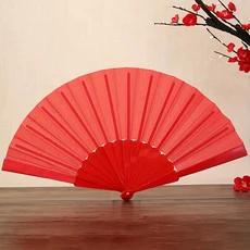 완벽한 단색 접이식 팬 - 우아한 디자인 휴대용 및 세련된 파티 결혼식 생일 가정 장식 선물 제공, 01 9인치, 03 빨간색