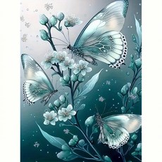 꽃과 나비 아트 페인팅 풀 라운드 성인에게 적합 셀프 접착식, 1개, 8. 30x40 Full Round