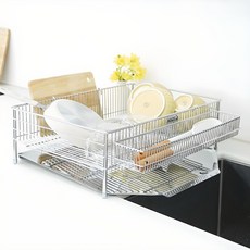 KAZT 智慧排水全不鏽鋼碗盤瀝水架, 1層, 單一顏色, 1個