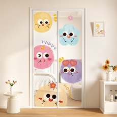 夏季防蚊紗網門簾 免打孔 加寬 自粘 卡通可愛 臥室 宿舍門口 隔斷門簾 磁吸自動閉合, 飄飄悠悠,寬90*長220cm